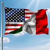 KDASIU Usa America American And Italy Italians Flags 3x5 Ft Double-Sided Printed With 2 Brass Grommets Indoor Outdoor Polyester Fabric Decorative Banner 3x5 Foot National Flag For Outside