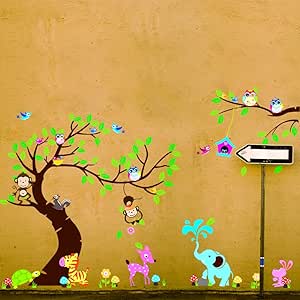 Jessie y letty el colorido árbol animado mono pájaros y búho incluido