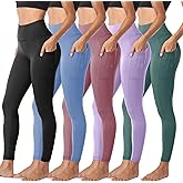 Sundwudu 5 Pack Leggings with Pockets for Women - Tummy Control High Waisted Soft Black Workout Yoga Pants