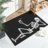Funny Skeleton Bath Mat for Bathroom,Washable Door Mat Absorbent Bath Rug Non-Slip Floor Rug Carpets,for Kitchen Bedroom Indoor