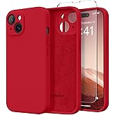 SuydanBox Magnetic for iPhone 13 Case, Compatible with MagSafe, [Full Camera Protection][Screen Protector] Silicone Shockproof Protective Phone Case for iPhone 13 6.1", Red