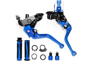 VUOZIP 7/8" 22mm Motorcycle Brake Lever Handlebar Master Cylinder Clutch Levers Left & Right Set + Hand Grips + Handlebar Ends Set for Harley Honda Kawasaki Suzuki Yamaha (Blue)