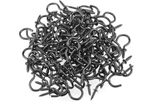 HELIFOUNER 120 Pieces 3/4 inch Cup Screw Hooks, Ceiling Hanging Hooks, Black