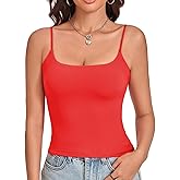 NEXSONIC Tank Tops for Women Square Neck Sexy Cropped Adjustable Spaghetti Strap Tanks Summer Sleeveless Camisole Tops