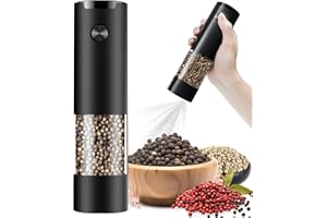 Electric Pepper or Salt Grinder,Adjustable Coarseness Salt & Pepper Mill,With LED Light,Easy to Clean,Battery Powered,One Han