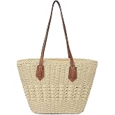 Women's Straw Shoulder Bag Large Rattan Woven Totes Summer Travel Beach Handbag Handmade Top Handle Purse