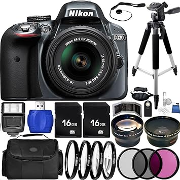 Nikon Cámara Réflex D3300 (Gris) Bundle con DX Nikkor 18-55 mm f/3 ...