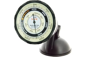 Sun Company AltiPort - Dashboard/Windshield Altimeter and Barometer | Altimeter for Car and Truck | Reads Altitude from 0 to 