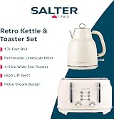 Salter Retro Kettle & Toaster Set Cream 1.7L 4-Slice 3kW COMBO-9352 view 2