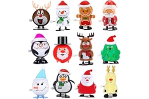 Christmas Wind Up Toys 12Pack, Christmas Stocking Stuffers, Party Favors, Xmas Gifts, Goodie Bags for Kids Girls Boys, Bulk C