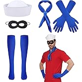 EchoElce 5 PCS Halloween Sailor Costume Accessories Include Sailor Hat Blue Scarf Gloves Socks Eye Mask for Women Men Halloween Party Cosplay