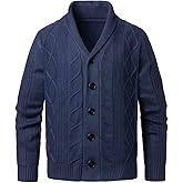 Beryielite Men's Shawl Collar Cardigan Knitted Button Down Sweater Long Sleeve V-Neck Sweatshirt for Autumn Winter