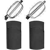 Success Eyewear Reading Glasses 2 Pair Black and Gunmetal Readers Compact Folding Unisex Glasses for Reading Case Included