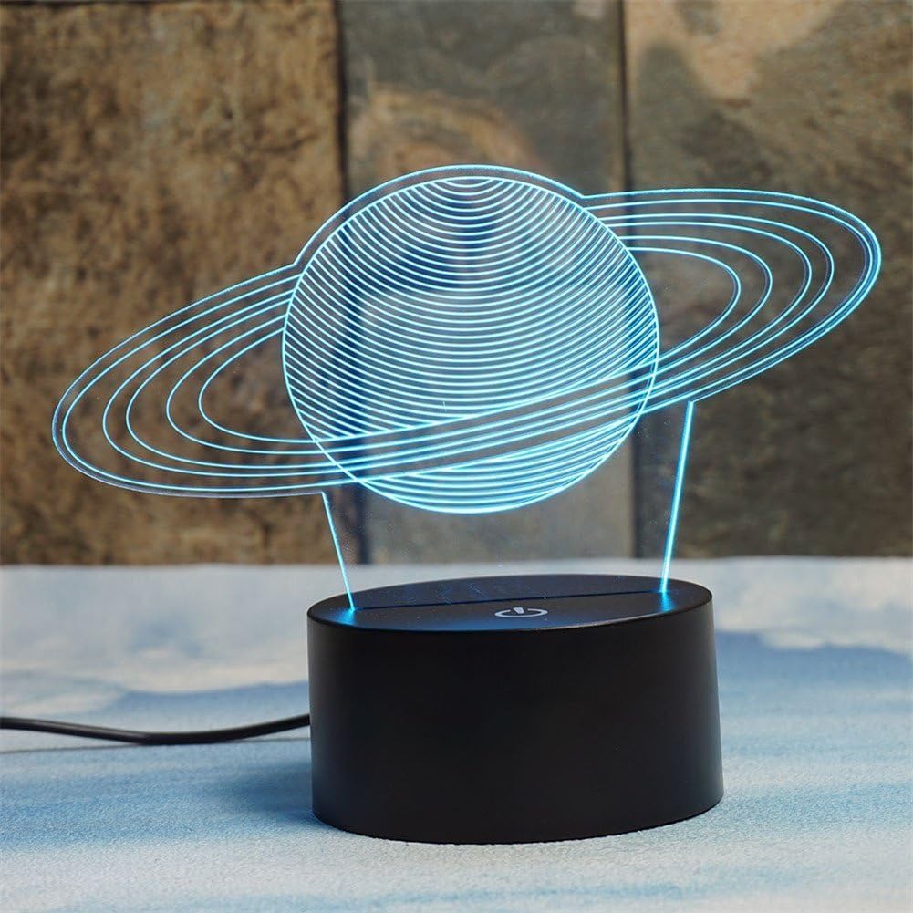 Deerbird Saturn Rings 3D Illusion 7 Color Changing Touch Table Desk LED Night Light Great Gifts for Boys