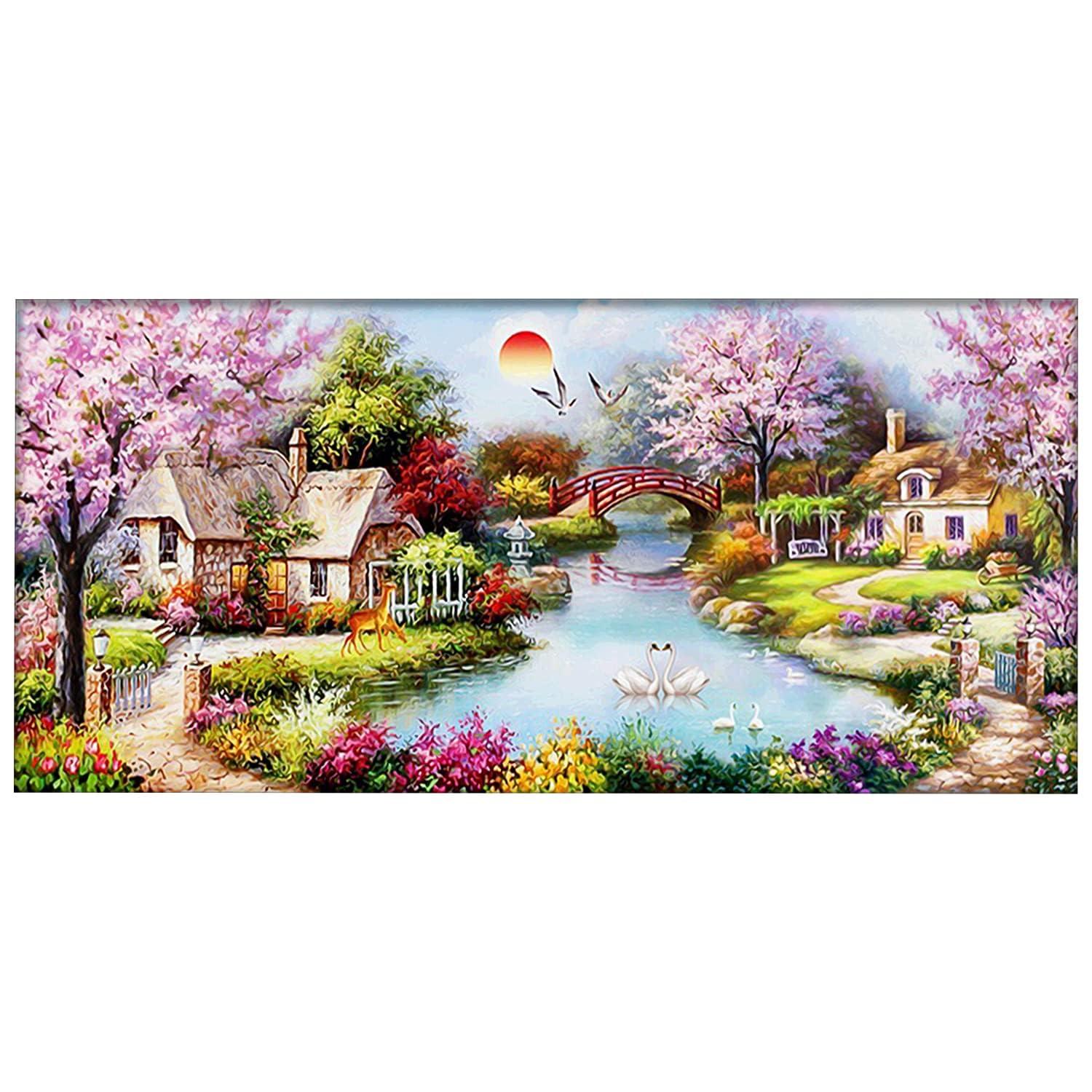 DCIDBEI DIY Diamond Painting Kit Sun Landscape 5D Pattern Waterproof Canvas for Adults and Kids Wall Decor