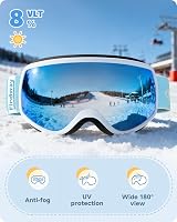 Findway Kids Ski Goggles Sapphire Blue UV 100% Anti-Fog OTG 3-12 view 2