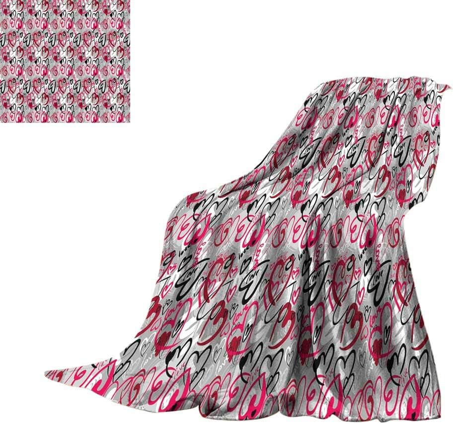 Love,Bed Blankets Romantic Random Hand Drawn Style Hearts and Love