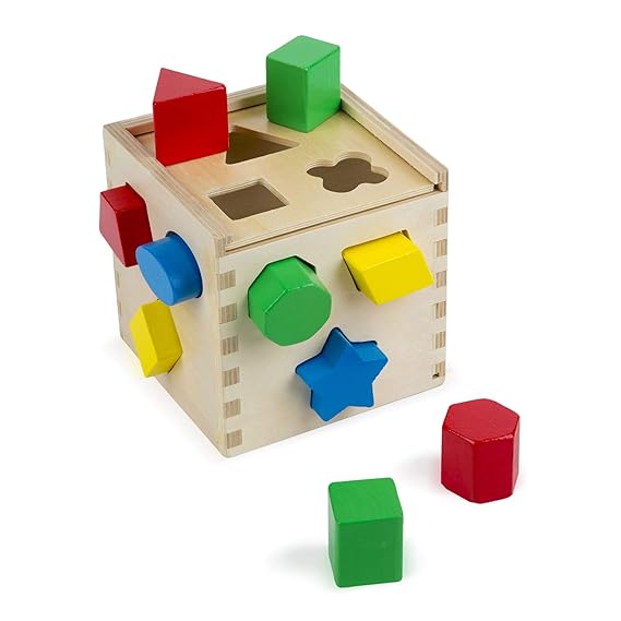 Melissa & Doug Formensortierwürfel aus Holz (14 Teile)