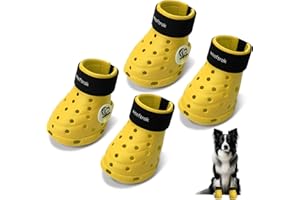 WOOFTRAK Dog Shoes Breathable Dog Shoe for Hot Pavement, Dog Booties and Paw Protectors, Non-Slip Waterproof Dog Sandals Boots (Yellow+Black, L: (3.1’’x2.5'')(L*W))