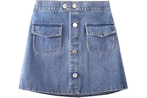 WELAKEN Jean Skirt for Girls Toddler & Kids II Girl's Elastic Waist A Line Mini Denim Skirts