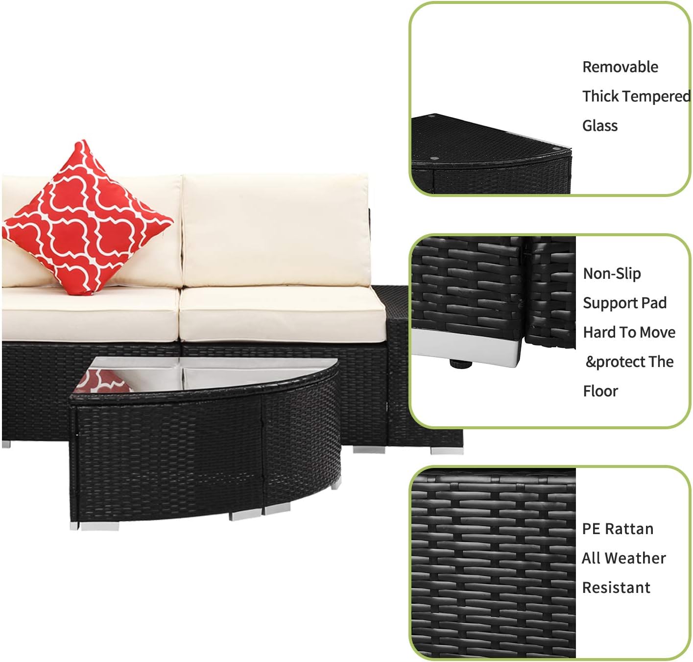Patio Sofa Furniture Sets 6 Piece, Outdoor PE Wicker Rattan Conversation Sofa Set with Coffee Table, Dark Brown: Garden & Outdoor