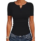 ANRABESS Womens Tops Short Sleeve Henley Shirts 2026 Summer Ribbed Slim Fit Basic Casual Tee Blouse Trendy Spring Clothing