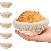 5 Inch Banneton Bread Proofing Basket Set of 6, Kikcoin Mini Sourdough Bread Baking Supplies, Small Banneton Basket Proofing 