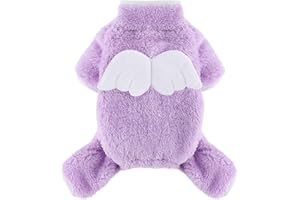 Kosiyi Dog Pajamas Dog Clothes for Small Dogs, Fleece Winter Dog Sweaters Small Sized Dog Girl Boy, Lightweight Velvet Pet Jumpsuit, Pjs, Onesie, Jammies, Cat Outfit Apparel, Small, Romantic Purple