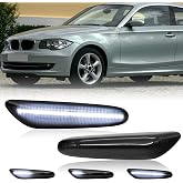 AUYICH Front Sequential LED Side Marker Turn Signal Lights Compatible with 2003-2013 E60 E61 E90 E91 E92 E93 E81 E87 E82 E88 E83 X3 328i 325i 135i 128i 325xi (White Light,Smoked Lens)