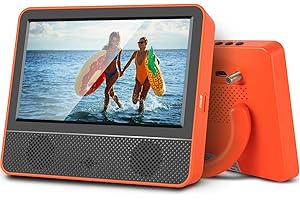 Jexiop 7inch Portable TV,Small tv with ATSC Tuner,Headphone Out-USB/TF Port-HDMI Input,DC-12V/AC-Mini TV for Camping RV Kitchen-Full Viewing Angles(Orange)
