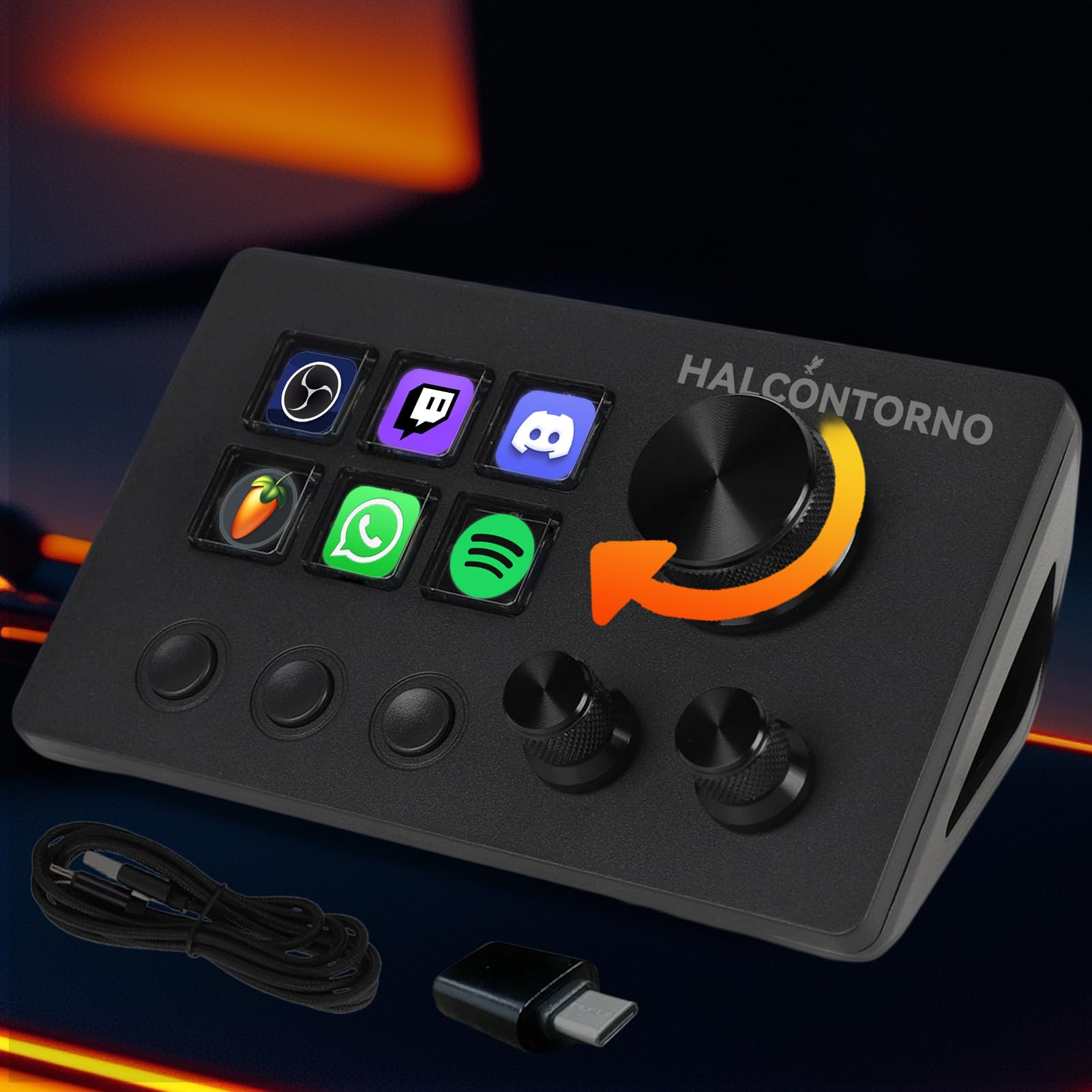 Photo 1 of HALCONTORNO Stream Dock N3E - Steam Deck with 3 Knobs for PC Mac, Wired Live Streaming Controller for Content Creators Gamers, Programmable Macro Keyboard, Gaming Setup Accessories, OBS Studio YouTube