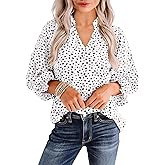 Avanova Women Leopard Print Ruffle V Neck Top 3/4 Long Sleeves Work Business Blouses Shirt
