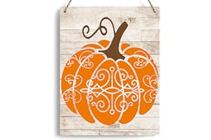 FREHVN Retro Pumpkin Wood Sign Decoration Fall Pumpkin Harvest Wooden Signs Rustic Hanging Plaque Home Wall Art 8" x 10" Sign Wall Decor for Farmhouse Home Kitchen
