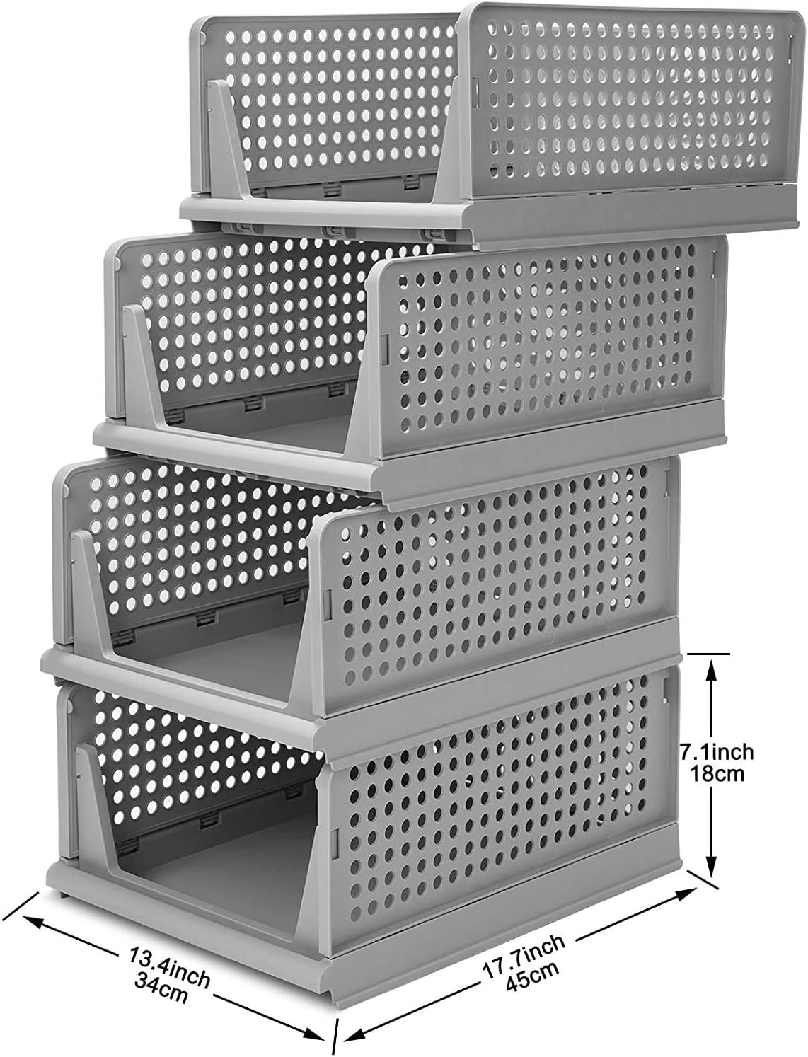 rack dividers plastic on Amazon Com 4 Pack Folding Wardrobe Storage Box Plastic Drawer Organizer Stackable Shelf Baskets Clothes Closet Containers Bin Cubes Home Office Bedroom Laundry Fold Pull Out Drawer Dividers For Clothes Toys Home Kitchen