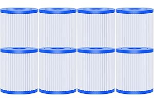 AQUALTRA Pool Filter Compatible with 29007E Type H, Cartridge Replacement for 330 GPH Filter Pump, Above Ground Pool Filters, 4" x 3.6" 8 Pack