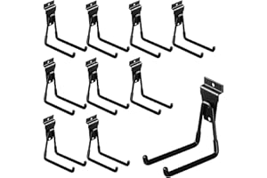 PYBTOOL 4 Inch Slatwall Hooks - Heavy Duty Slatwall Accessories for Garage, Black (10 Pack)