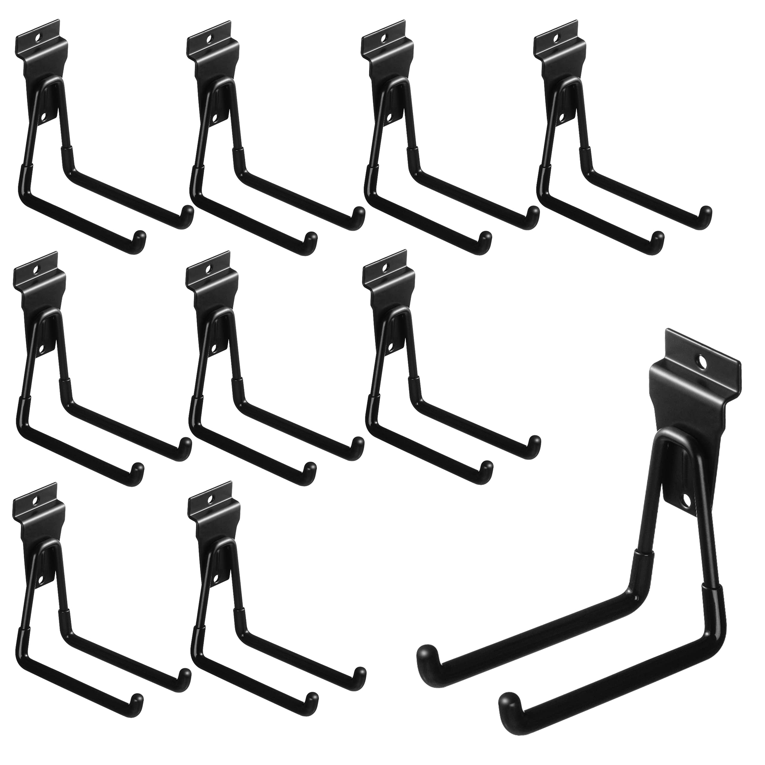 Photo 1 of PYBTOOL 4 Inch Slatwall Hooks - Heavy Duty Slatwall Accessories for Garage, Black (10 Pack)