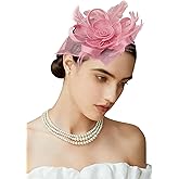 BABEYOND Fascinators Hats for Women - Tea Party Kentucky Fascinator Flower Derby Hat Linen Feathers Headband with Hair Clip
