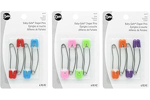 Dritz 46-67 Diaper Pins Pins, Baby Safe, Brights, (4-Count)