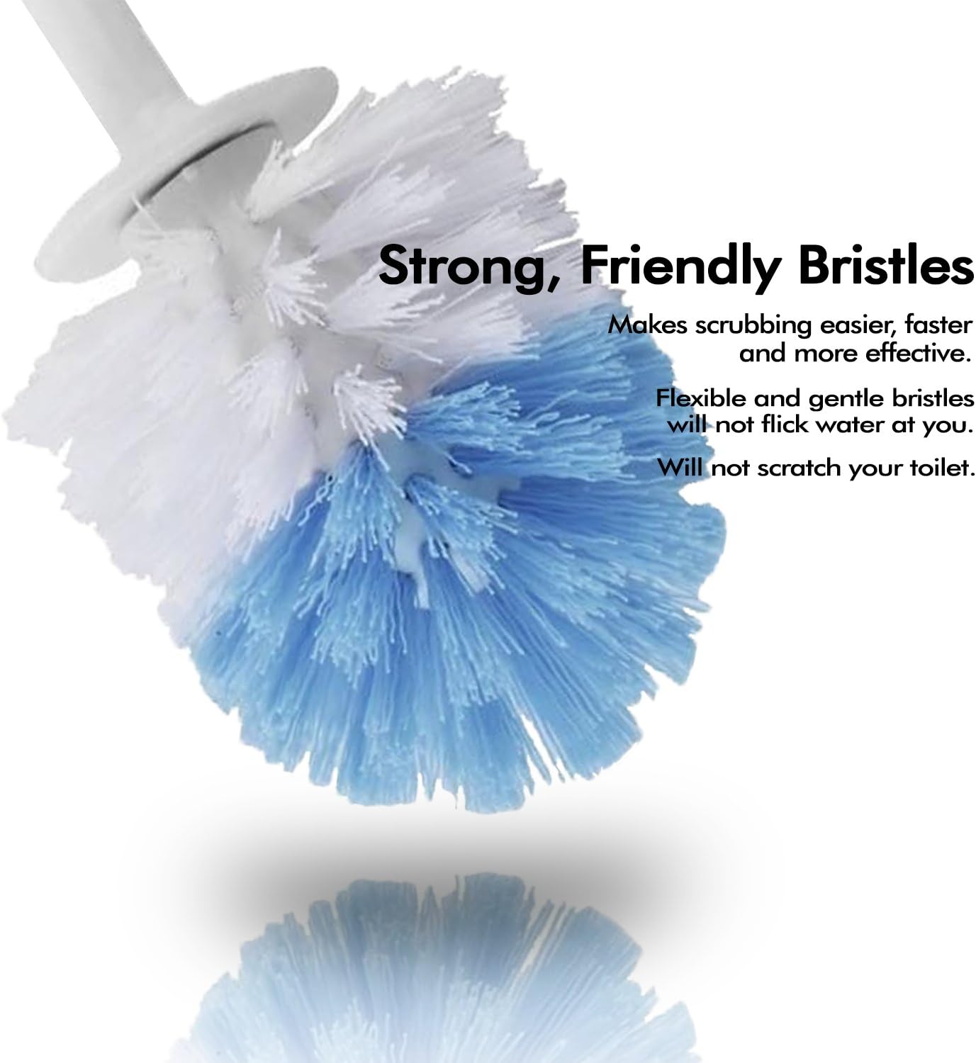 Leakproof (no Hole in Holder) Toilet Brush Set with Holder, White Pearl, Plastic - Chimpy - Bathroom Bowl Cleaner and Base, Great Grip Strong Bristles - Perfect for a Completely Clean Bathroom: Kitchen & Dining