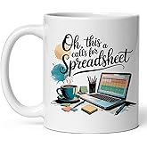 Oh This Calls For A Spreadsheet Ceramic Coffee Mug 11oz Accountant Humor Office Nerd Joke -Tea Coffee Mug with Comfortable Grip - Unique Fun Gift Cup for Office or Home - Vibrant Long-Lasting ID44991