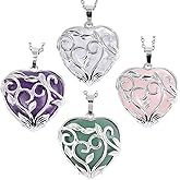 SUNYIK 4pcs Flower Leaf Wrapped Love Heart Stone Pendant Necklace for Women, Healing Stone Crystal Heart Necklace for Couple