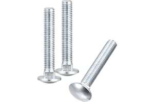uxcell 3/8-16x2-1/2 Carriage Bolt, 8pcs Round Head Square Neck Screws, Carbon Steel Zinc Plated, Fully Threaded, Silver