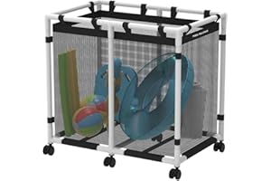 POOL FELLOWS Pool Storage Bin, 105 Gallons, Holder for Noodles, Toys, Floats, Towels, Mesh Organizer for Swimming Equipments, Basic Style