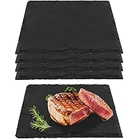 JAPCHET 5 Pack 12 x 12 in Large Slate Cheese Board, Square Slate Serving Board with Natural Edge Black Slate Stone Serving Tr