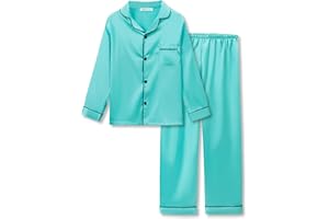 Topgal Little & Big Girls Pajama Set Size 6-16 - Fuchsia Satin Silky Cute Long Sleeve & Pants Outfit