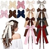14 Pcs Hair Bows for Women, Bow Hair Clips with Long Tail, Coquette Bows Hair Ribbons, Big Hair Bow Hair Accessories for Women (Trendy Brown)