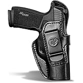 TacDefens TriggerBlock Retention Leather Compatible with P365 X Macro Holster, Leather Holster for P365 X Macro, Inside Waistband, Canted Metal Clip for Concealment and Comfort, Optics Ready