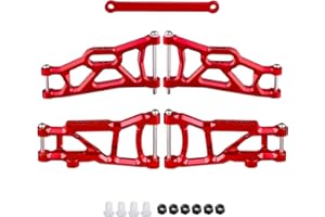 CrazyHobby 4PCS Aluminum Front & Rear Suspension A-Arms Set and Tie Bar for 1/10 Traxxas Slash 2WD Upgrades Parts, Replacement of 2555 3631 2532 (Red)