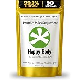 Organic Sulfur Crystals | Pure MSM | Joints, Hair, Skin | 1LB - 90 Servings | High-Dose, Premium MSM Crystals | Joint Support, Recovery, Hair, Skin &amp; Nails | 100% Additive-Free, Non-GMO | By Happy Body&trade;